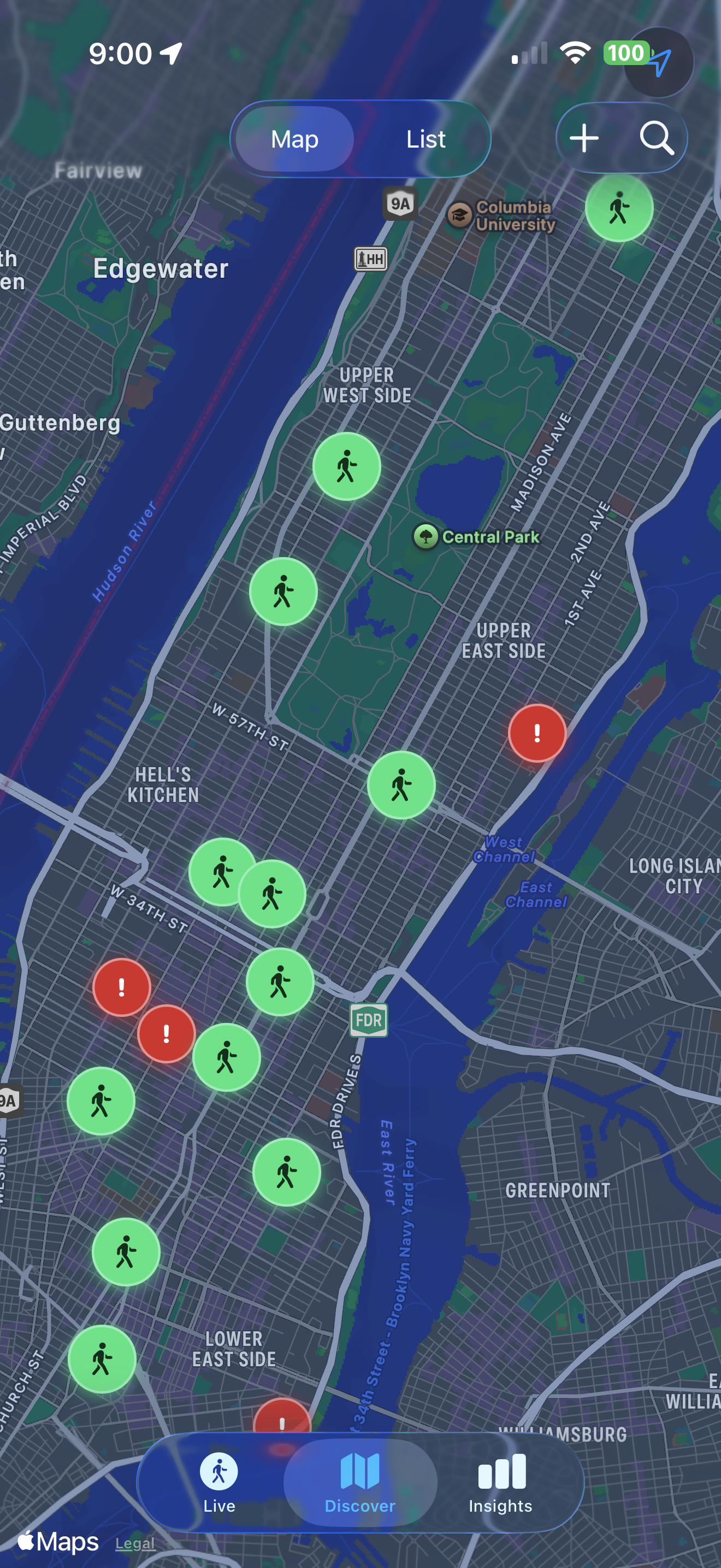 WalkPhase — Discover map with Manhattan intersections