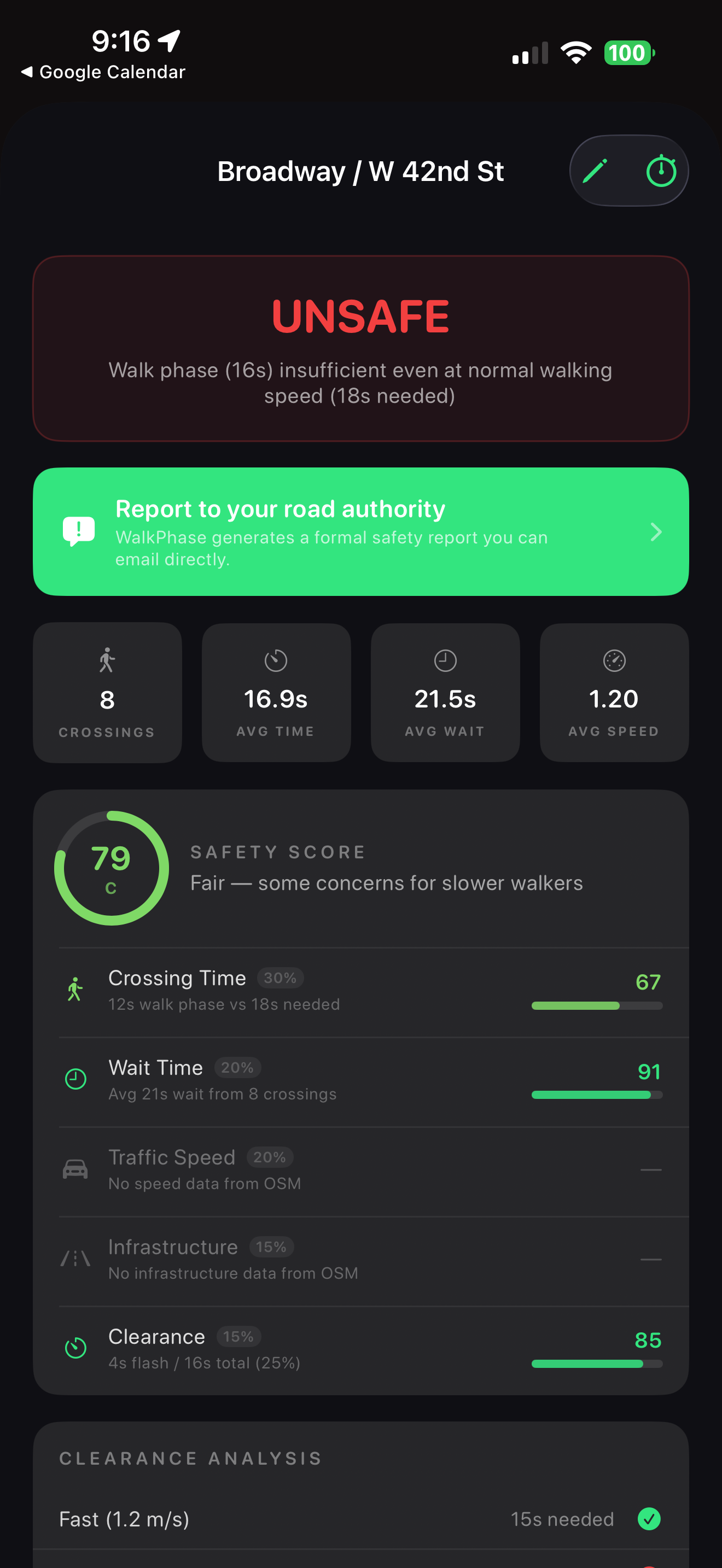 WalkPhase — Intersection safety analysis and clearance